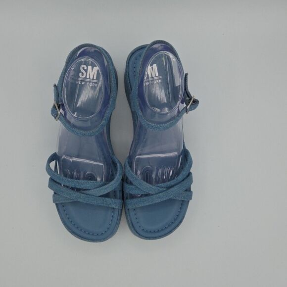 Steve Madden Becca Denim Fabric Platform Sandals Wedges Strappy Womens Sz 10 EUC - Picture 4 of 9